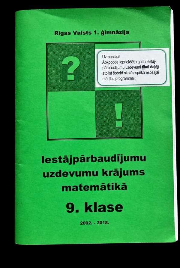 Iestājpārbaudījumu uzdevumu krājums matemātikā, 9. klase